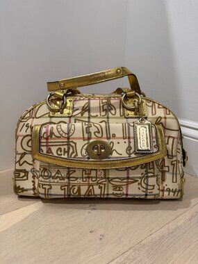 Coach Chelsea Tattersall Gold Graffiti Satchel